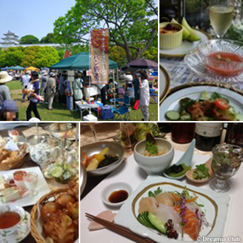 一人ひとりの力は小さくても、集まることで様々な活動ができます。写真は、「ロハスミーツ」出店の様子や、お料理クラスのメニューなど。和食はもちろん、多彩な世界の料理を学べます。