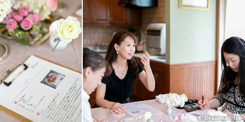 季節の花が飾られ美しく整えられたテーブルでまずはレクチャー。１品ずつ丁寧な説明が