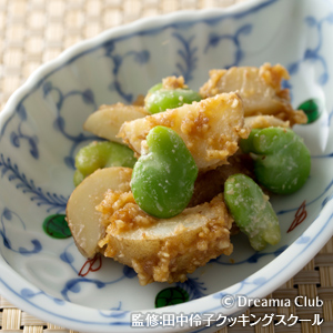 新じゃがと空豆のくるみ和え