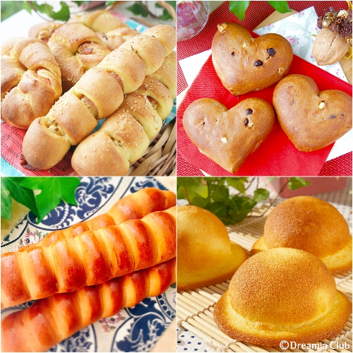 レッスンで学べる様々なパン。初心者の方もじょじょにステップアップし楽しみが広がります。