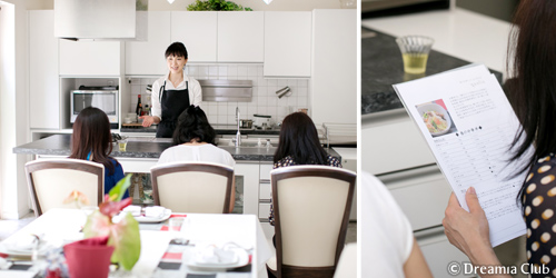 旬の身近な食材を使ったおしゃれなメニューを月替わりで紹介。食空間の演出も提案