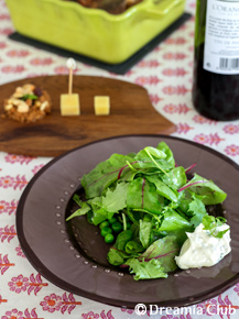 グリーンサラダ セルヴェル ド カニュを添えて