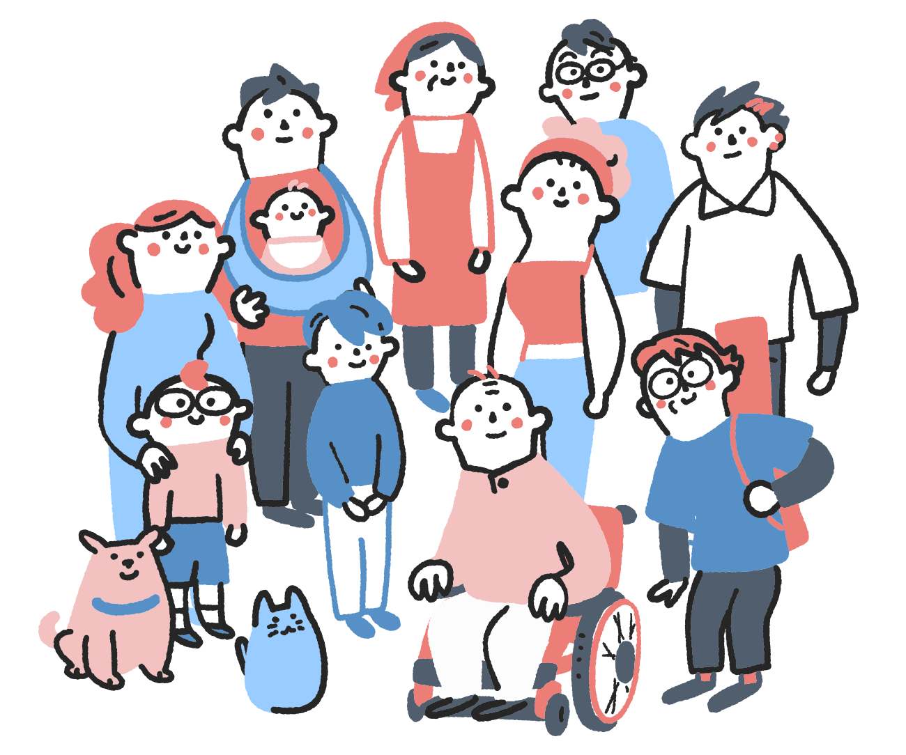 地域社会の人々のイラスト