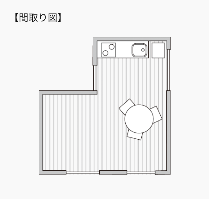 I型壁付けの間取り図