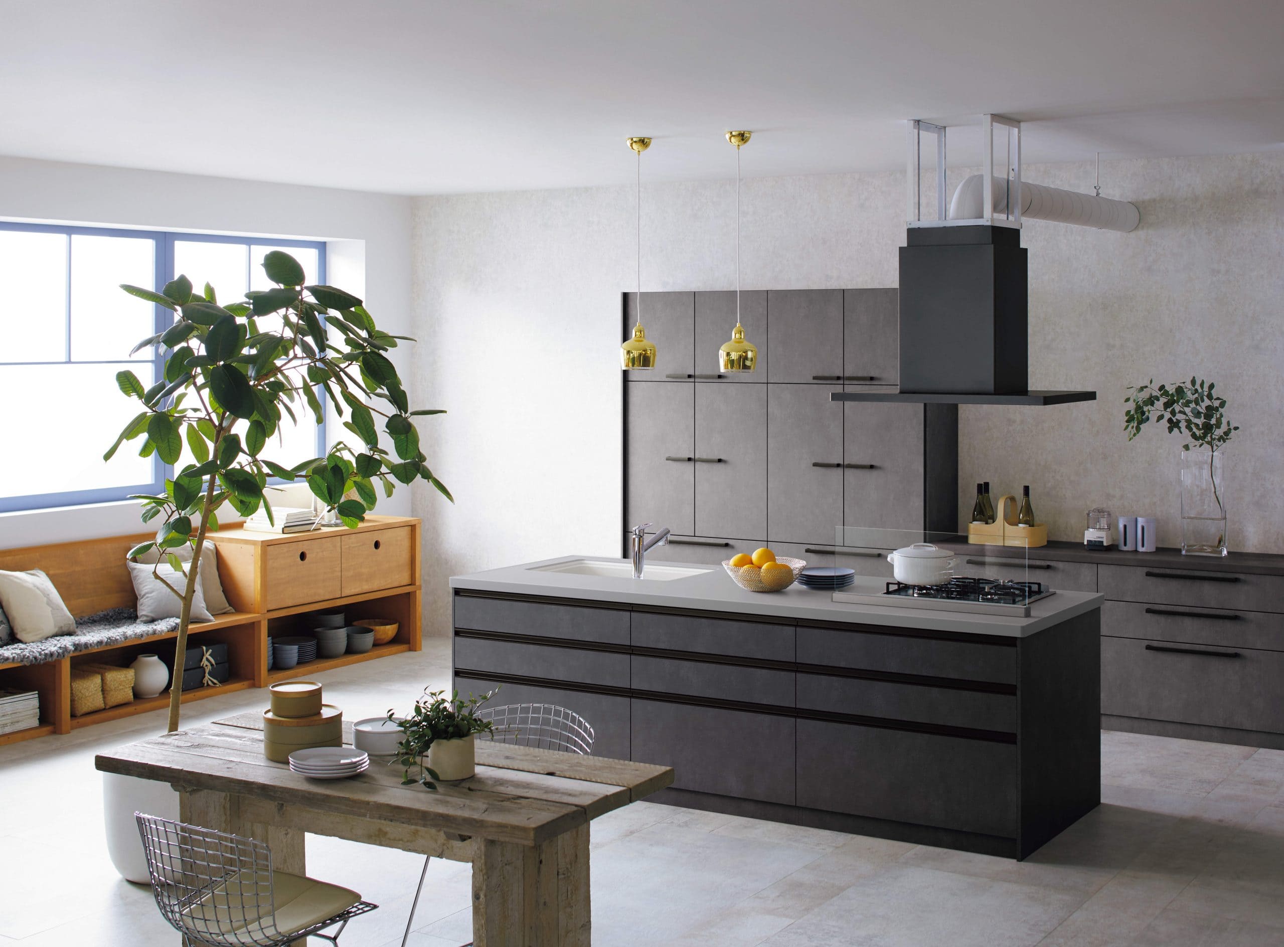 ① フラット対面キッチン